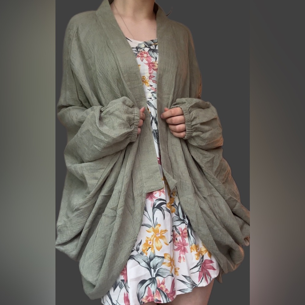 Sage Green Butterfly Poncho